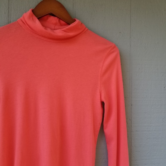 J. Crew Tops - J Crew Solid Coral Tissue Turtleneck LS Tee Small